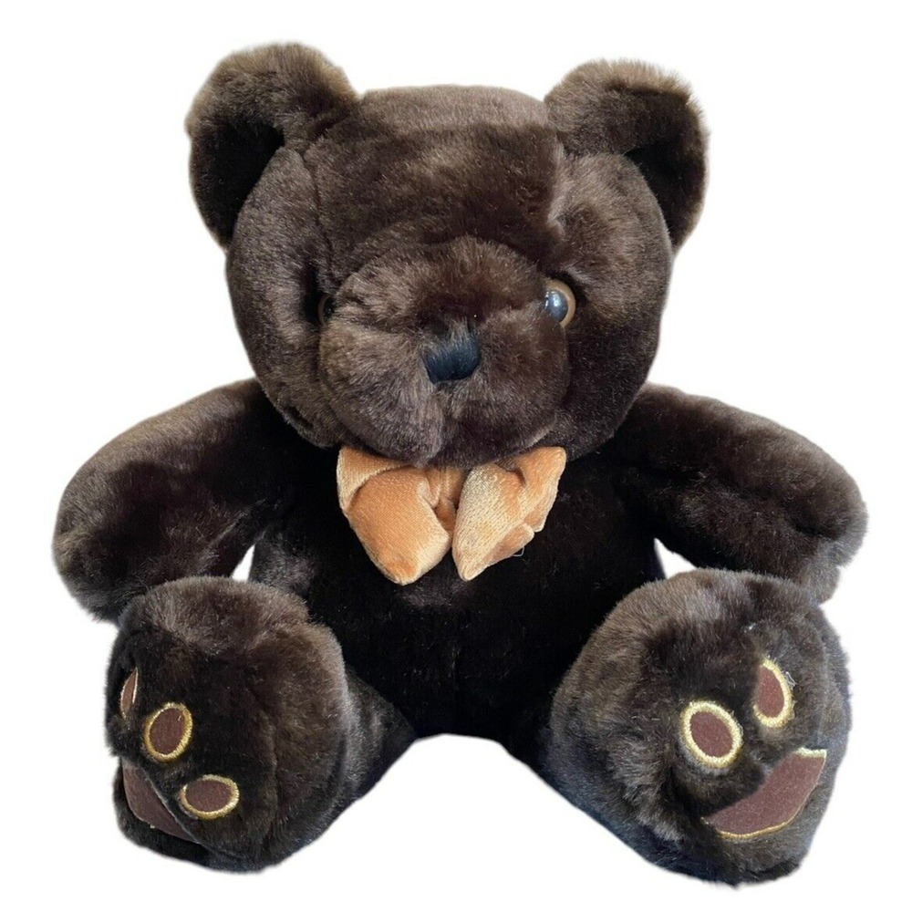 Teddy Bear Plush 13" TB Trading Co Brown Sable Stuffed Animal Gold Bow Tie